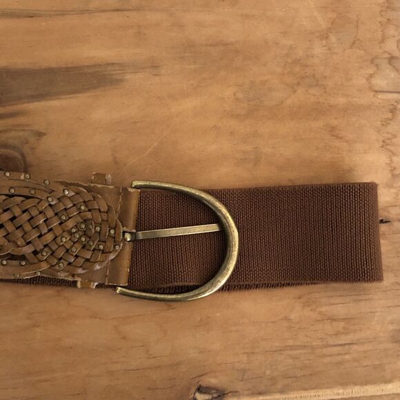 Jessica Simpson Woven Leather Belt Brown M/L - Picture 9 of 10